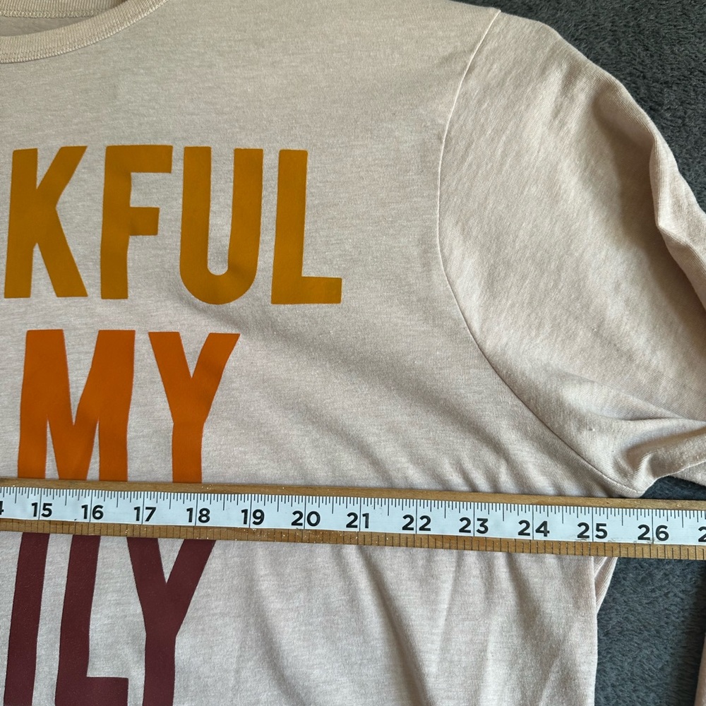 Place Thankful For My Family Long Sleeve Shirt - Cream Mens SZ XL - Picture 4 of 8